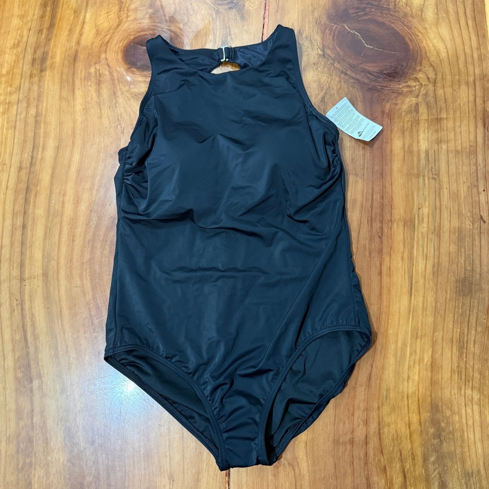 NEW Lands End Swim Suit Women's Bathing 16 Mast Mastectomy One Piece Black